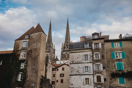 bayonne basque old town franceの写真素材