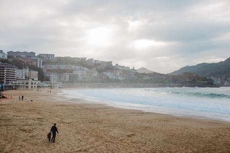 san sebastian donostia spain city wave oceanの写真素材
