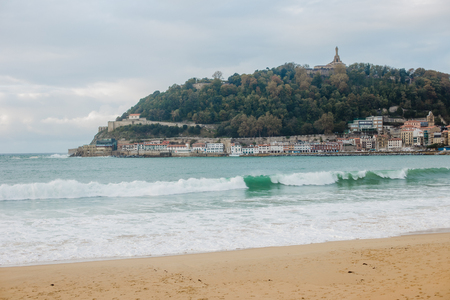 san sebastian donostia spain city wave oceanの写真素材