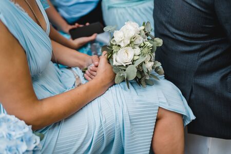 wedding church ceremony decoration flowersの写真素材