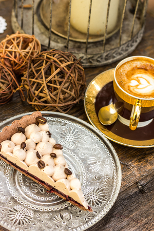 Coffe cake with spotted milkの写真素材