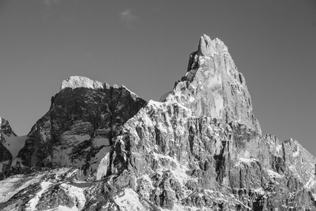 The Cimon della Pala mountain in Dolomitiの写真素材