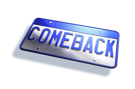 Car license plate, with the type  comeback  Isolated on white background の写真素材