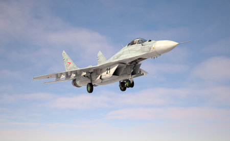 Military fighter aircraft , landing/take off. 3d illustration.