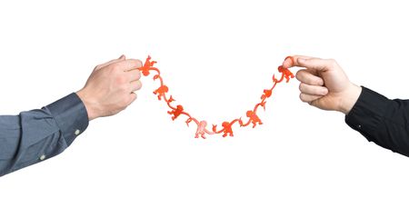 Two hands holding monkey stringの写真素材