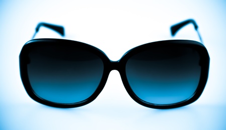 Cool Blue Fashion Sunglasses with a plastic frameの写真素材