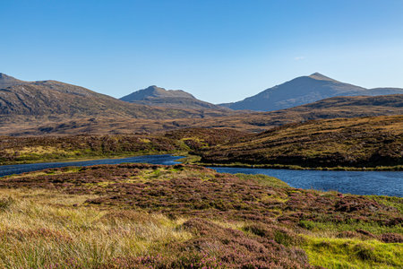 Looking out over Loch Druidibeg on the Hebridean island of South Uist, on a sunny late summers day