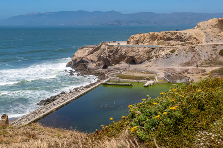 Looking out over the ruins of Sutro Baths, on the Californian Coast near San Francisco