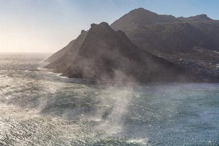 Sea spray over the water at Hout Bay, South Africa
