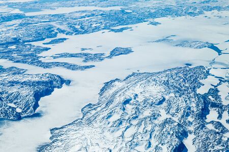 An Aerial view of a frozen Greenland landscapeの写真素材