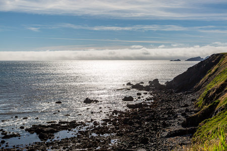 The rocky coastline of Oregon on a sunny summers day