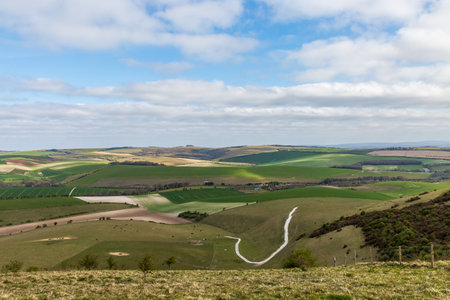 Rolling Hills in the South Downs on a Spring Morningの写真素材