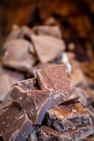 A close up of fudge for sale, with a shallow depth of fieldの写真素材