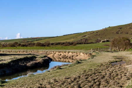 The Cuckmere River near Litlington in the South Downsの写真素材