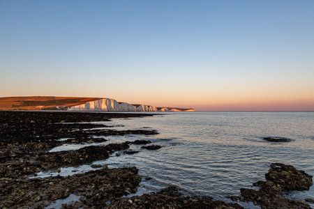 Looking out over the ocean towards the Seven Sisters Cliffs, on the Sussex coast