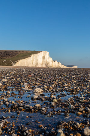 Looking out from the pebble beach at Hope Gap, at the Seven Sisters Cliffs