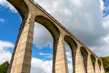 A view of Cannington Viaduct in Devon, on a sunny summer's dayの写真素材