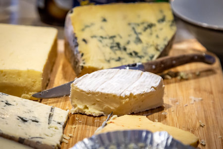 A selection of cheeses ready to be eaten, with selective focus