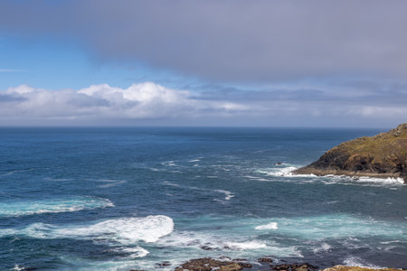 A view out to sea from near Cape Cornwall on the Cornish coastの写真素材