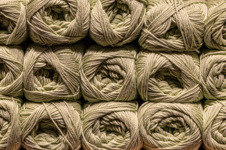Balls of wool stacked up for sale
