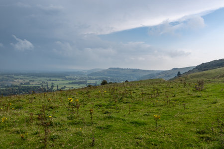 A view out over the Sussex Weald from Fulking Hill, on a late September dayの写真素材