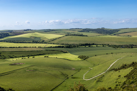 A rural Sussex view from Kingston Ridge in the South Downsの写真素材