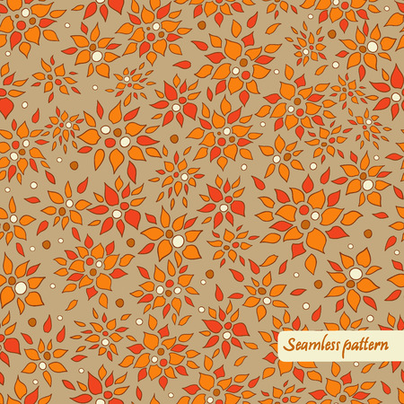 vector flower seamless pattern with leaves and applesのイラスト素材