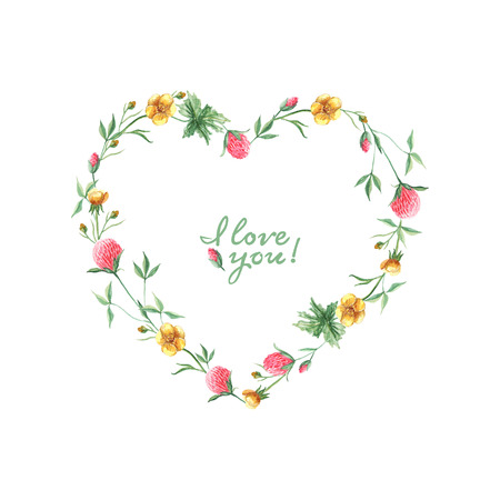 vector watercolor colorful heart frame on white backgroundのイラスト素材