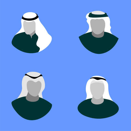 vector of faceless arab men simple flat avatar illustrationのイラスト素材