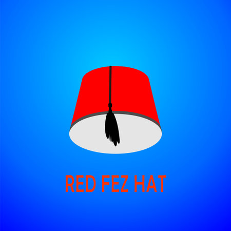 red fez hat flat vector illustration. well use for pictogramのイラスト素材