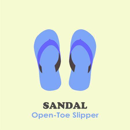 sandal or open-toe slipper on yellow background flat vector illustrationsのイラスト素材