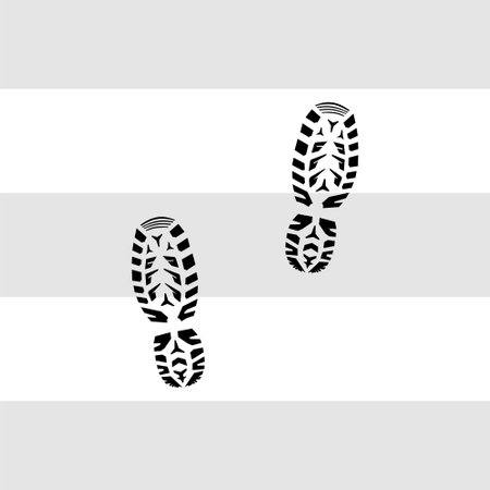 shoes track on black and white background flat illustrationのイラスト素材