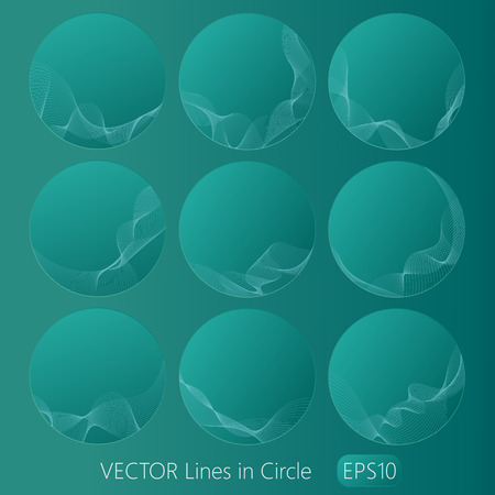Abstract lines  in circle buttons or backgrounds. Green blue.のイラスト素材