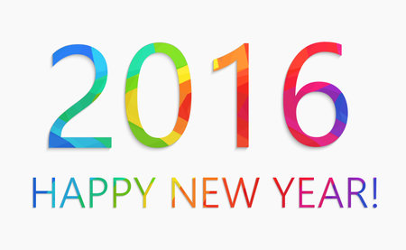 Happy new year 2016 colorful flat design illustration concept isolate