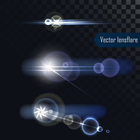Photo realistic lens flares lights and glows isolatedのイラスト素材