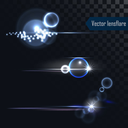 Photo realistic lens flares lights and glows isolatedのイラスト素材