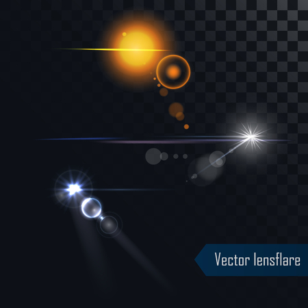 Photo realistic lens flares lights and glows isolatedのイラスト素材