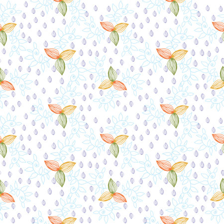 Leaves plant flower seamless pattern background. Vector illustrationのイラスト素材