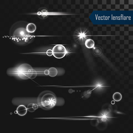 Photo realistic vector lens flares lights and glow isolatedのイラスト素材