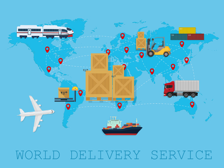 Logistic shipping service delivery world map conceptのイラスト素材