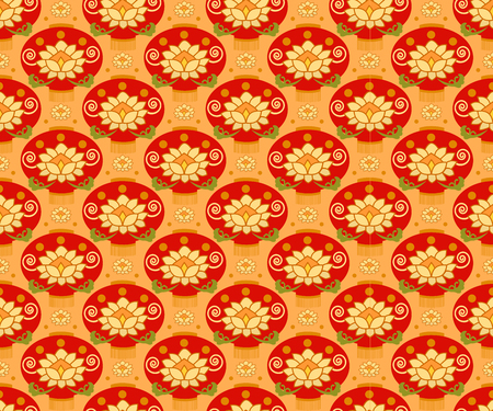 Red Chinese Lantern seamless pattern background. Traditional ornamentのイラスト素材