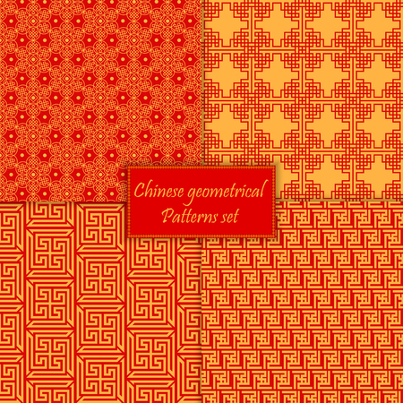 Chinese asian geometrical seamless vector pattern background. Traditional ornamentのイラスト素材