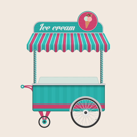 Vintage ice cream cart bus vector illustration isolatedのイラスト素材