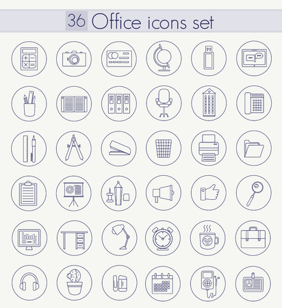 Vector Office Outline icon set. Thin line style designのイラスト素材