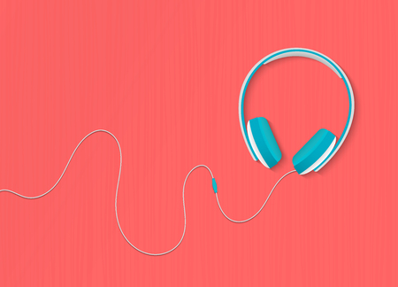 Modern style headphones on the red orange background. illustrationのイラスト素材