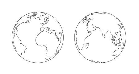 World planet Earth globe outline icon illustration isolatedのイラスト素材