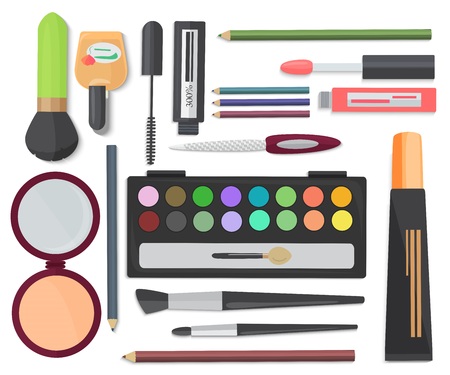 Cosmetic set isolated on a white background. Top viewのイラスト素材