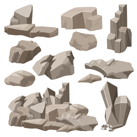 Rocks and stones elements collection set. Vector illustrationの素材 [FY31056606867]