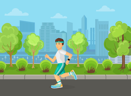 Runner men running on the street city park conceptのイラスト素材