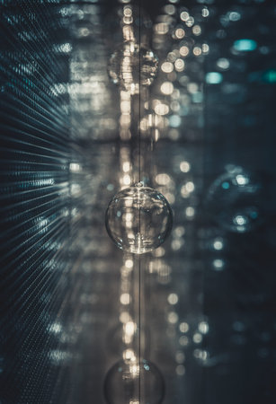 Abstract Futuristic interior glass reflect and refract effect